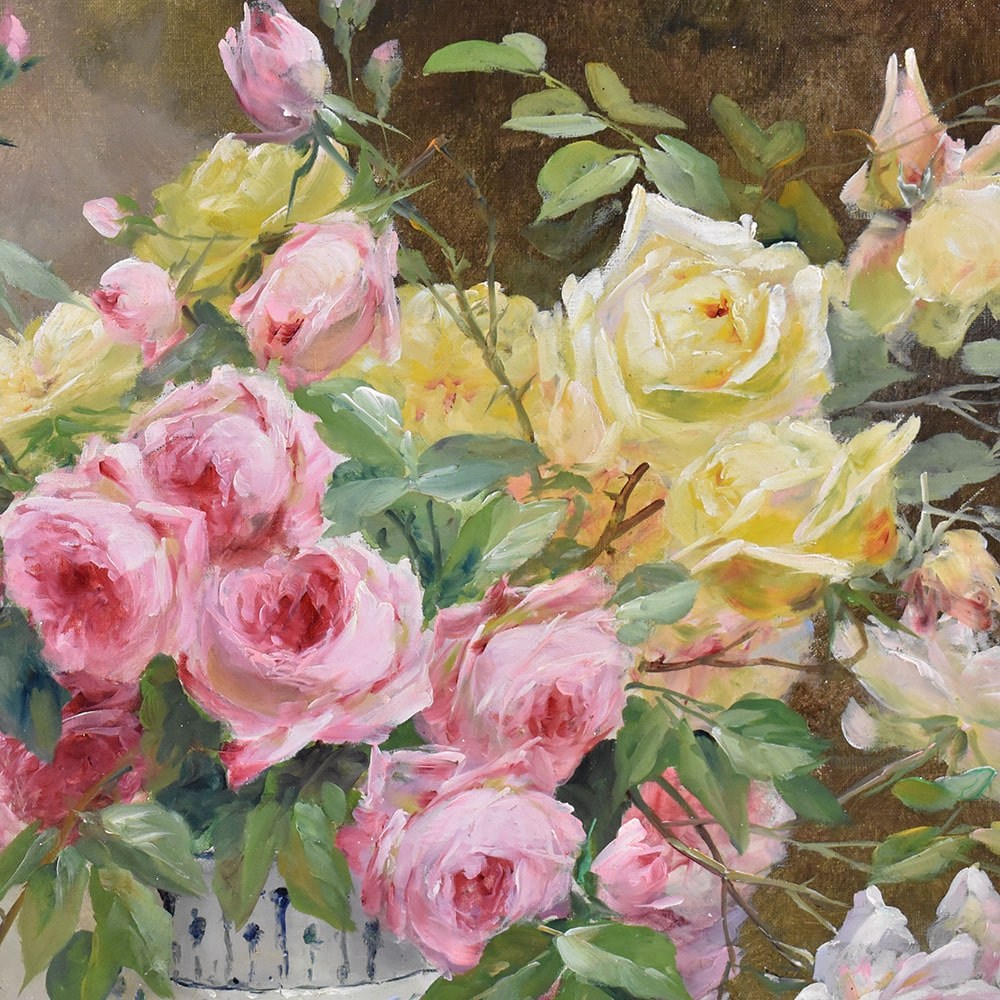 QF573 1 antique floral painting roses flower oil painting still life XIX.jpg